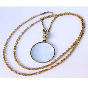 Gold Pendant Magnifying Necklace/ Monocle with case